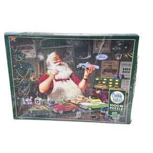 Cobble Hill 1000 Piece Jigsaw Puzzle "Santa Painting Cars" Tom Newsom NEW Sealed